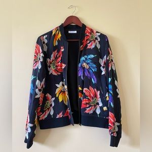 Equipment Silk Floral Bomber Jacket
